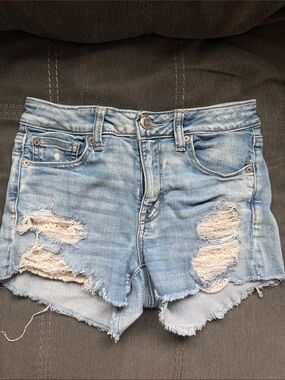 American Eagle Outfitters Light Blue Distressed Denim Cutoff Shorts